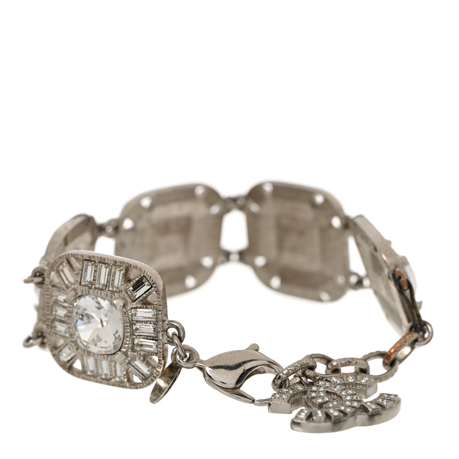 Chanel Crystal CC Cuff Bracelet Silver 3 of 6