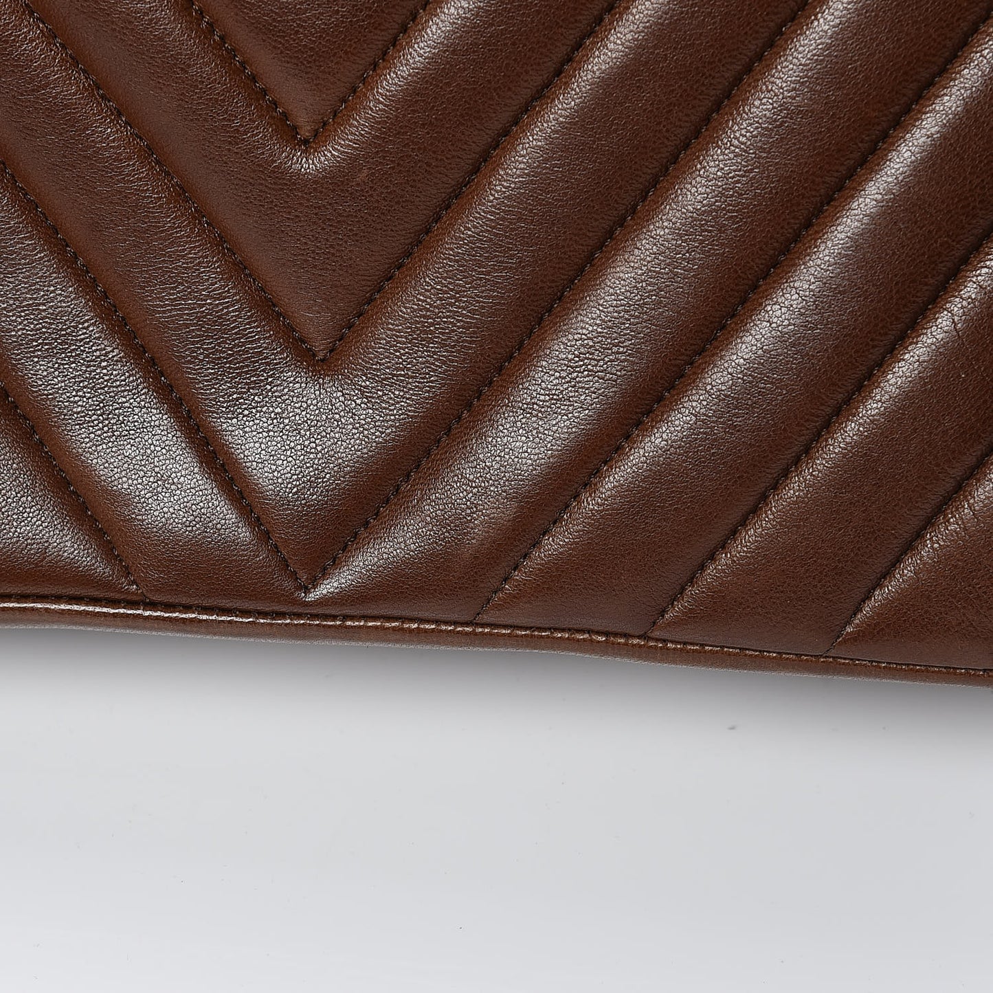 Lambskin Chevron Quilted Shoulder Bag Brown