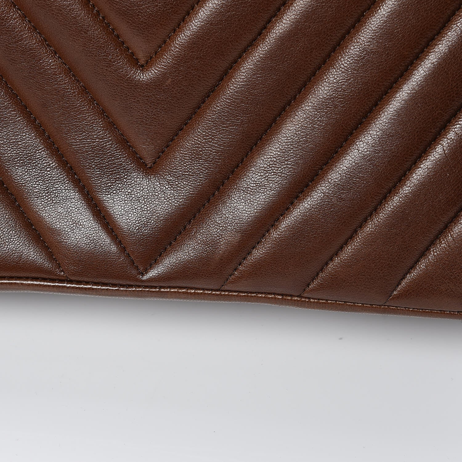Chanel Lambskin Chevron Quilted Shoulder Bag Brown 19 of 24