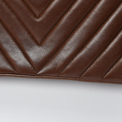 Chanel Lambskin Chevron Quilted Shoulder Bag Brown 19 of 24