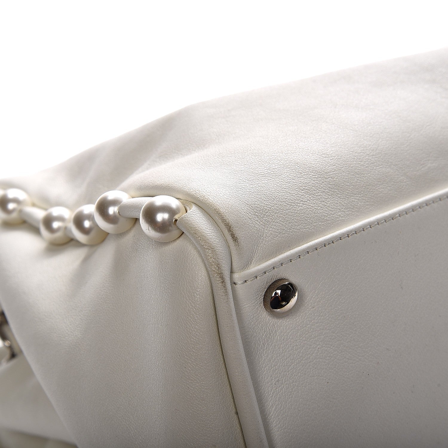 Chanel Lambskin Pearl Obsession Tote White 9 of 11