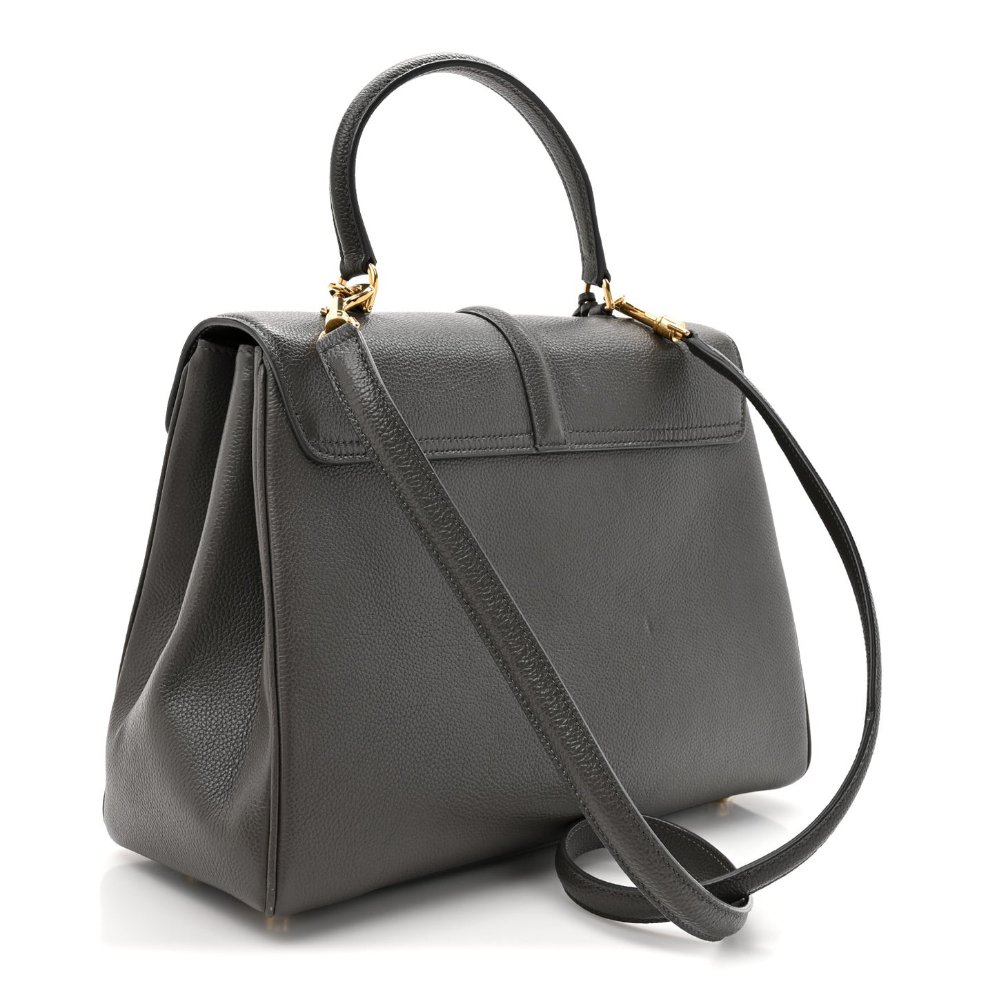 Grained Calfskin Classique Medium 16 Top Handle Bag Grey