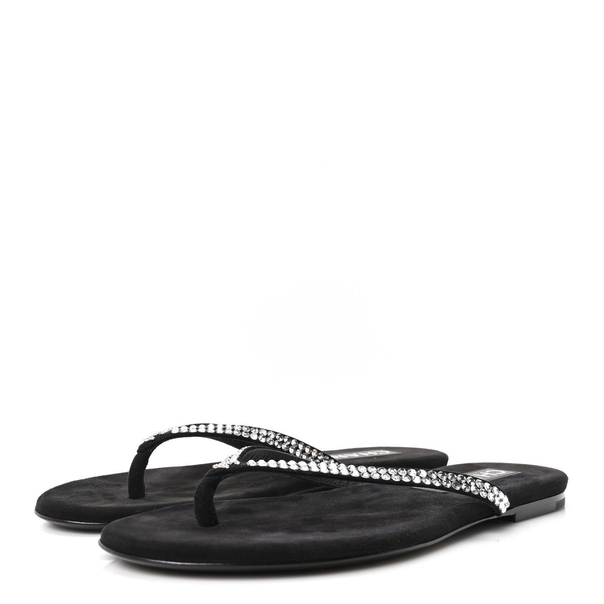 Chanel Velvet Crystal CC Thong Sandals 36.5 Black 4 of 9