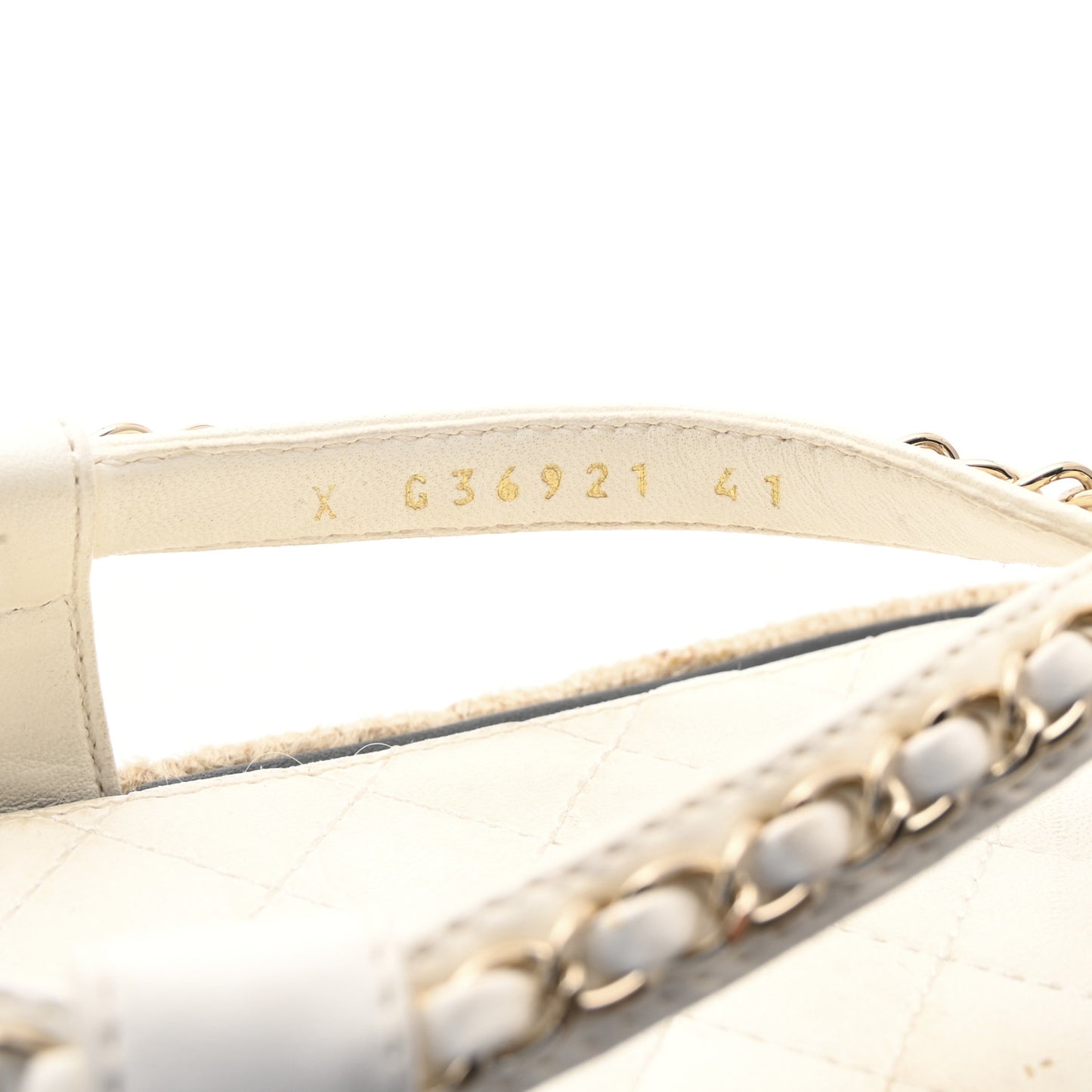 Lambskin Chain CC Thong Espadrille Sandals 41 White