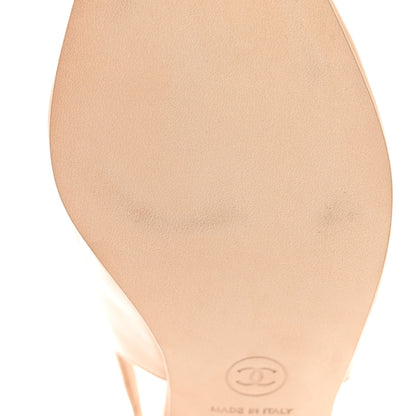 Chanel Patent Calfskin Cap Toe CC Slingback Pumps 36.5 Beige 10 of 11