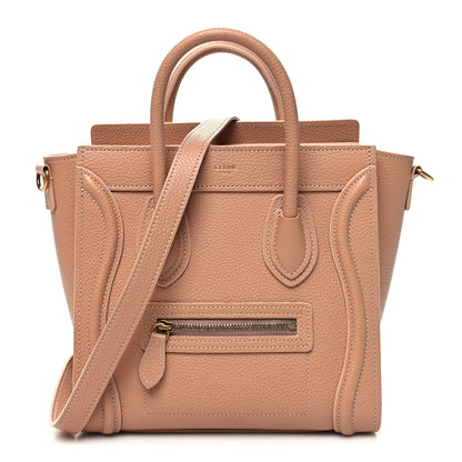 Celine Drummed Calfskin Nano Luggage Desert Rose 1 of 11