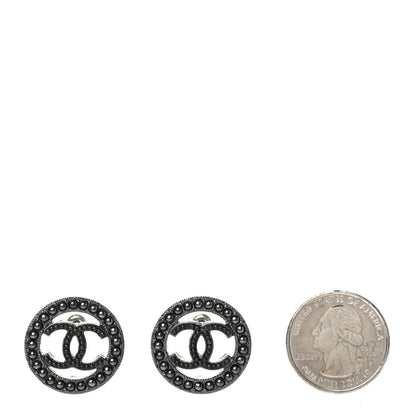 Chanel Ruthenium Pearl CC Round Earrings Dark Grey 2 of 4