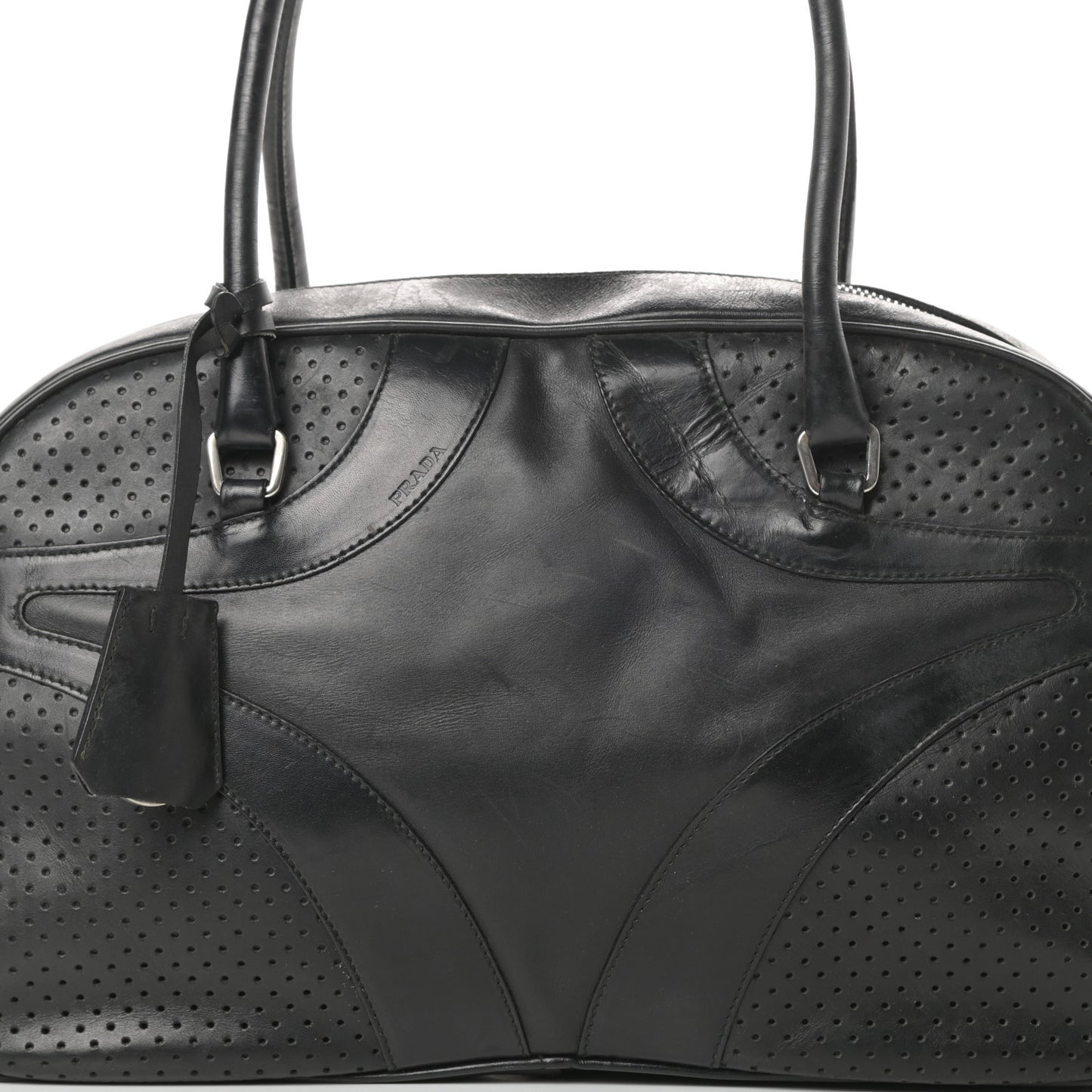 Vitello Drive Perforated Bowling Bag Black