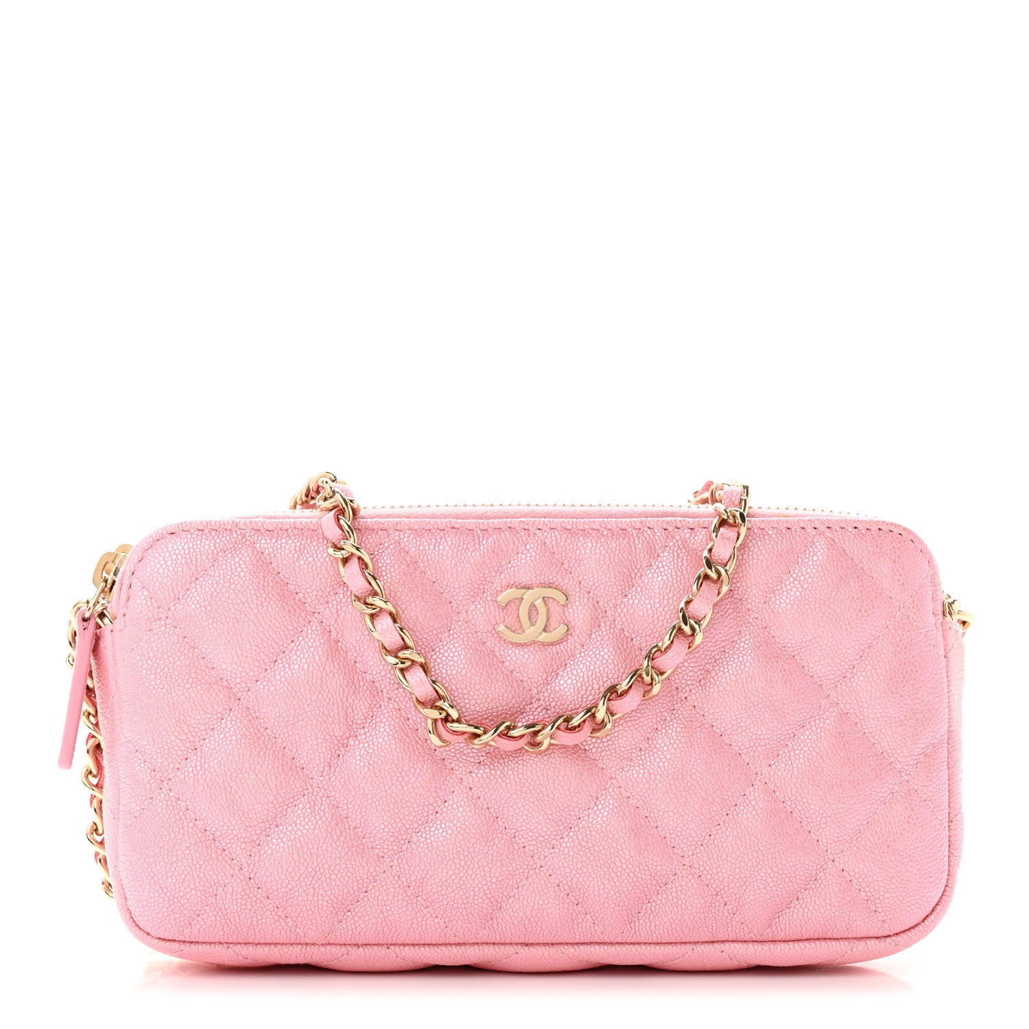 Chanel Iridescent Caviar Quilted Small Clutch With Chain Pink 1 of 16