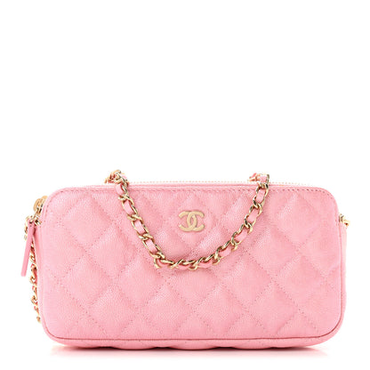 Chanel Iridescent Caviar Quilted Small Clutch With Chain Pink 1 of 16