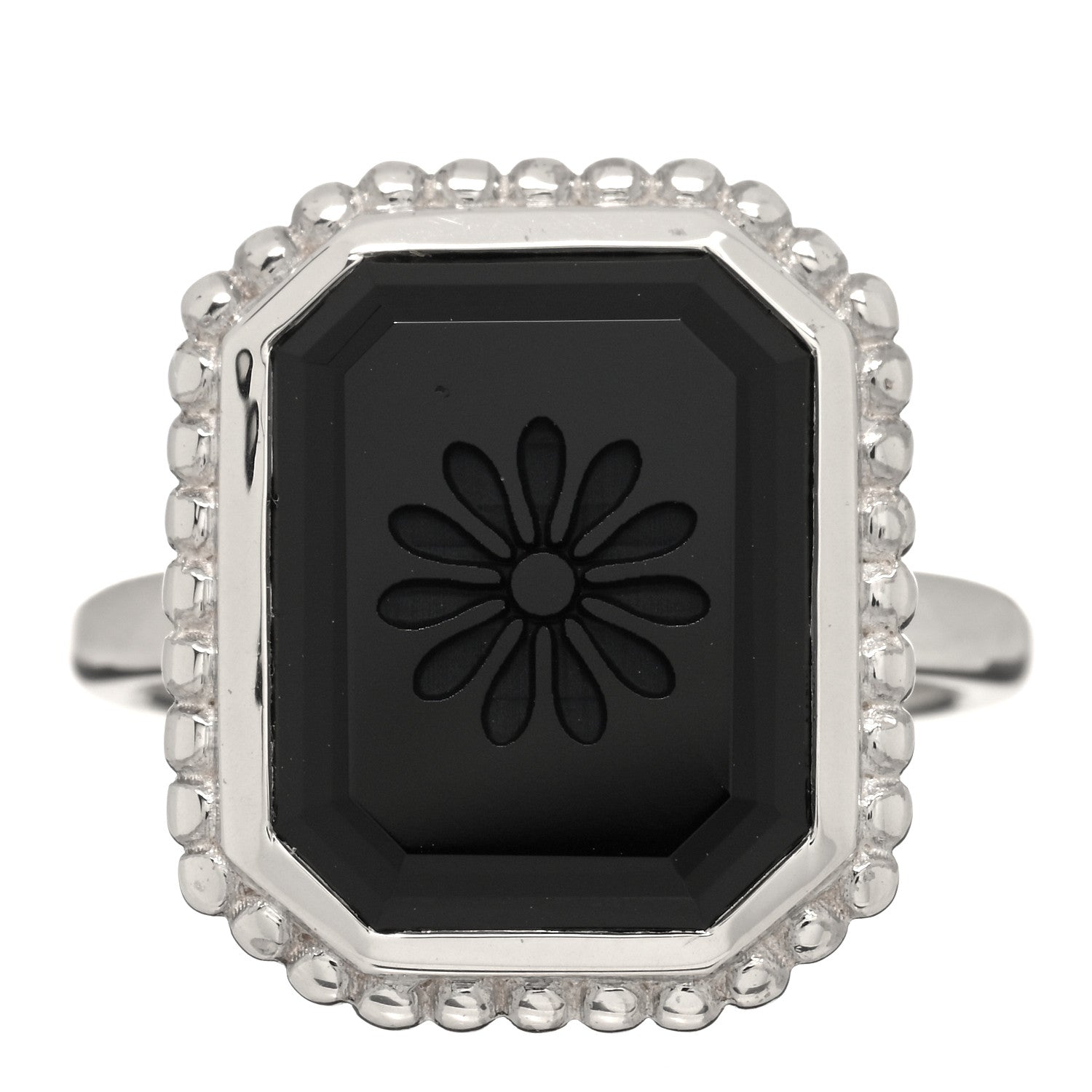Tiffany Sterling Silver Black Onyx Ziegfeld Daisy Ring 55 7.25 1 of 4