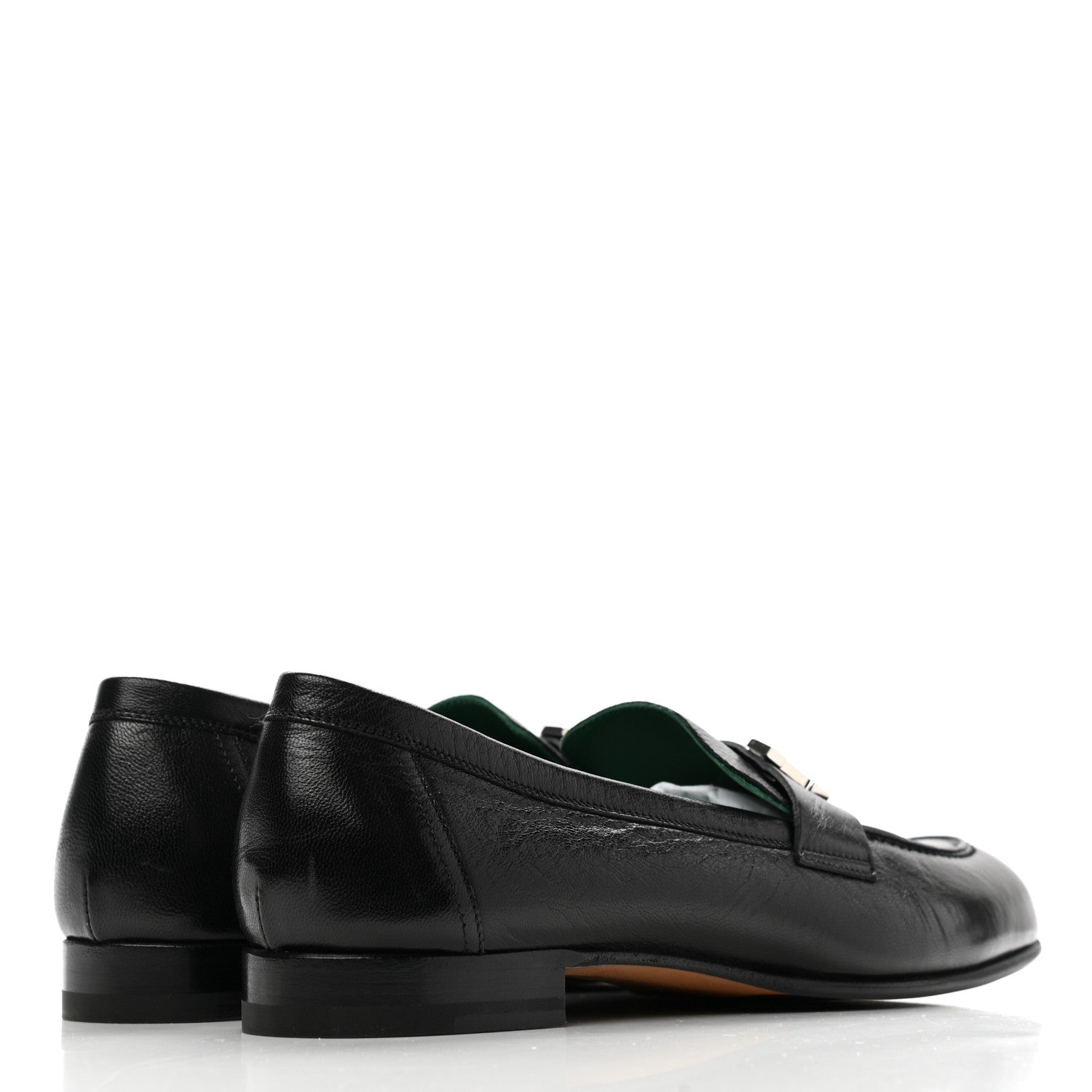 Hermes Goatskin Womens Paris Loafers 37.5 Black 4 of 8
