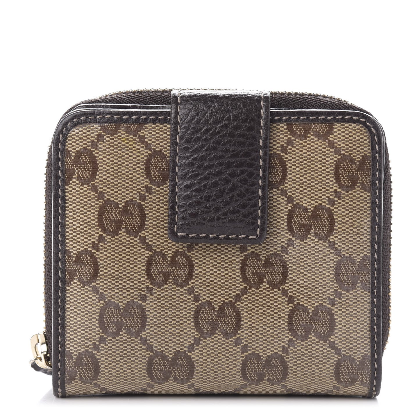 Crystal Monogram Dollar Calfskin Zip Around French Wallet Beige Ebony Testa di Moro