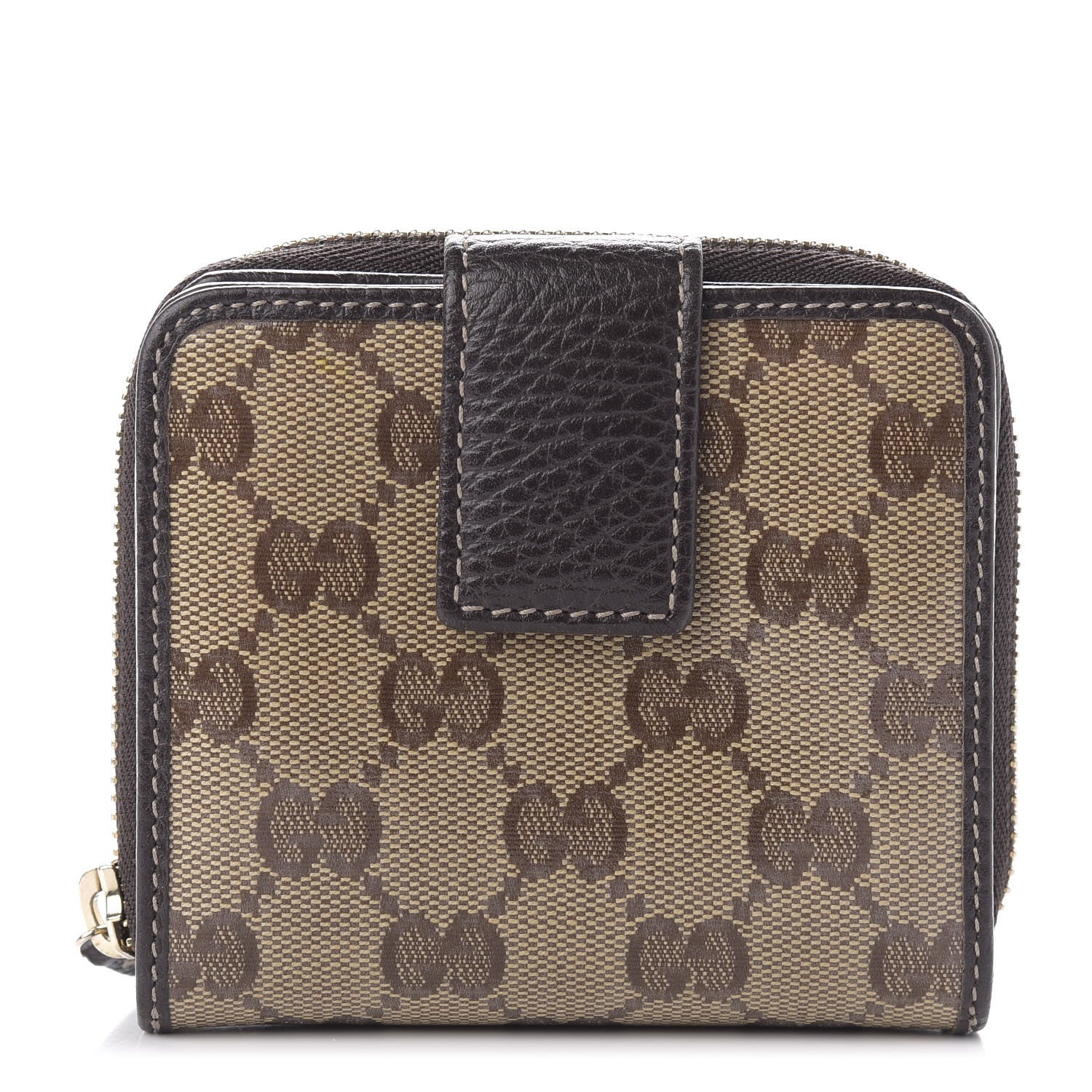 Gucci Crystal Monogram Dollar Calfskin Zip Around French Wallet Beige Ebony Testa di Moro 1 of 7