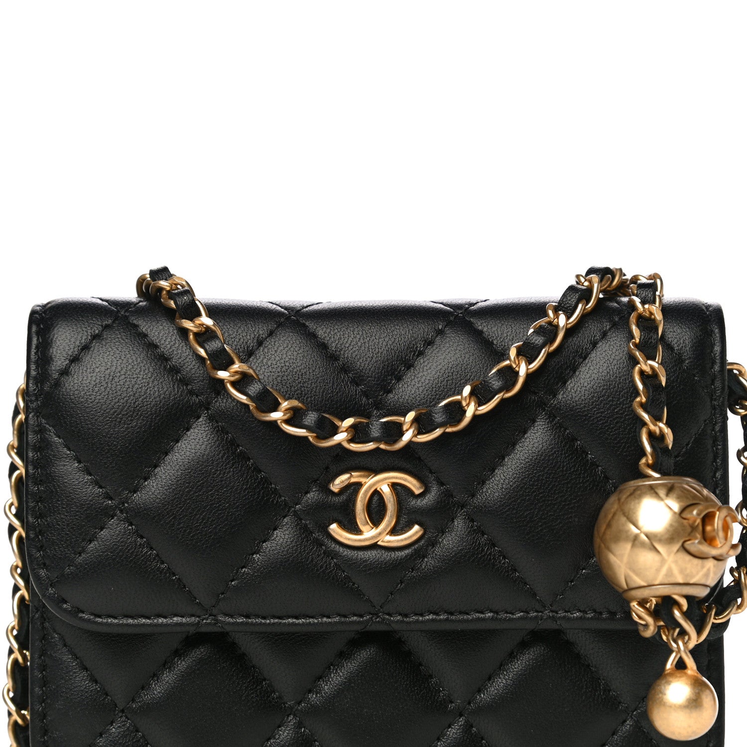 Chanel Lambskin Quilted Pearl Crush Clutch With Chain Black 9 of 12