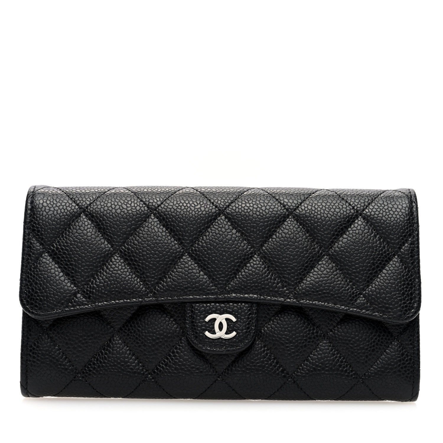 Chanel Caviar Quilted Large Gusset Flap Wallet Black 1 of 7