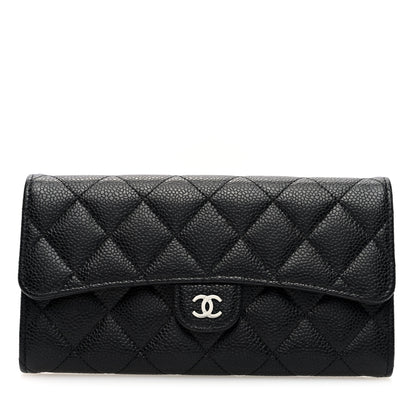 Chanel Caviar Quilted Large Gusset Flap Wallet Black 1 of 7