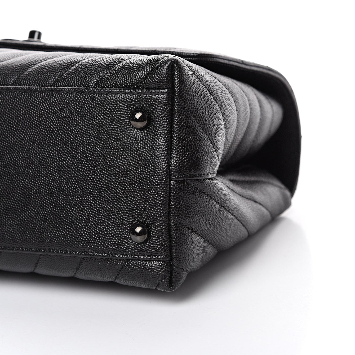 Chanel Caviar Chevron Quilted Small Coco Handle Flap So Black 9 of 10