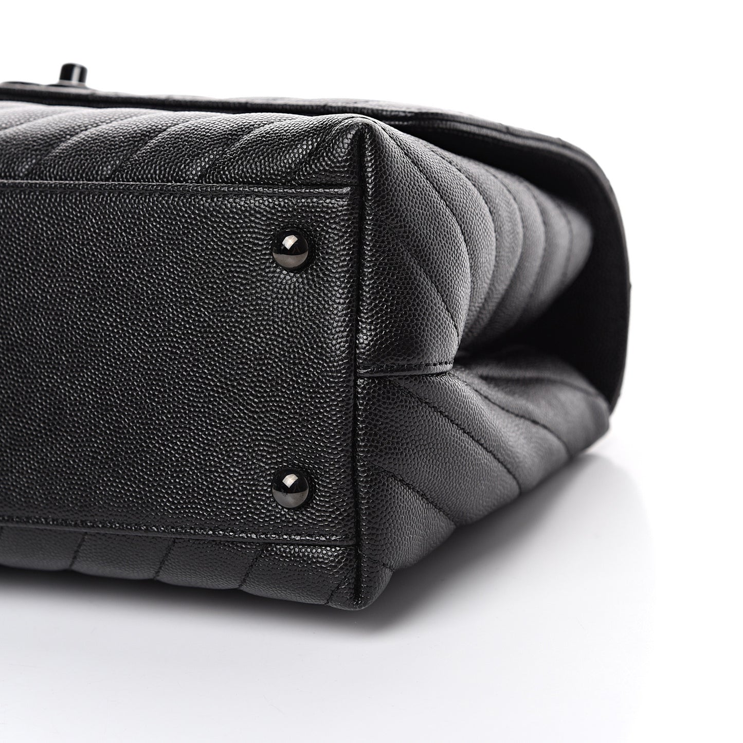 Caviar Chevron Quilted Small Coco Handle Flap So Black