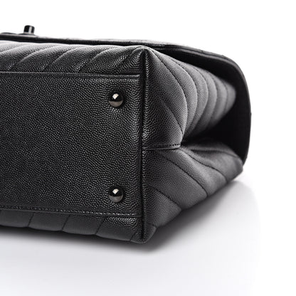 Chanel Caviar Chevron Quilted Small Coco Handle Flap So Black 9 of 10