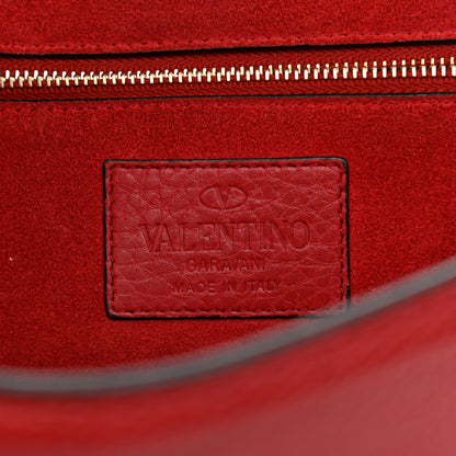 Valentino Garavani Pebbled Calfskin Medium Glam Lock Rockstud Flap Red 6 of 14