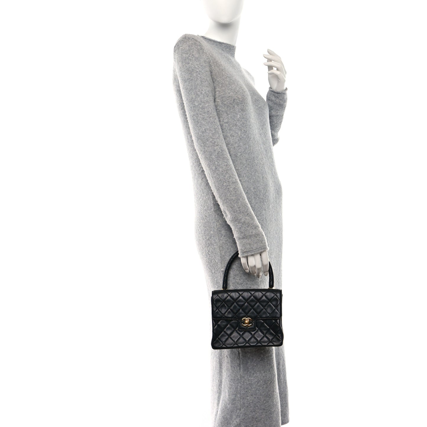 Lambskin Quilted Mini Kelly Flap Bag Black
