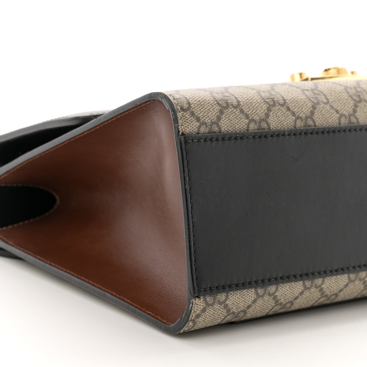 GG Supreme Monogram Calfskin Medium Padlock Shoulder Bag Beige Black Cuir