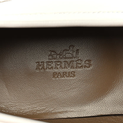 Hermes Calfskin Womens Paris Loafers 39.5 White 8 of 9