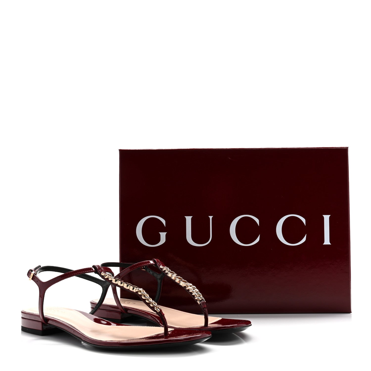 Gucci Vernice Crystal Signoria Thong Sandals 39 Rosso Ancora 9 of 9