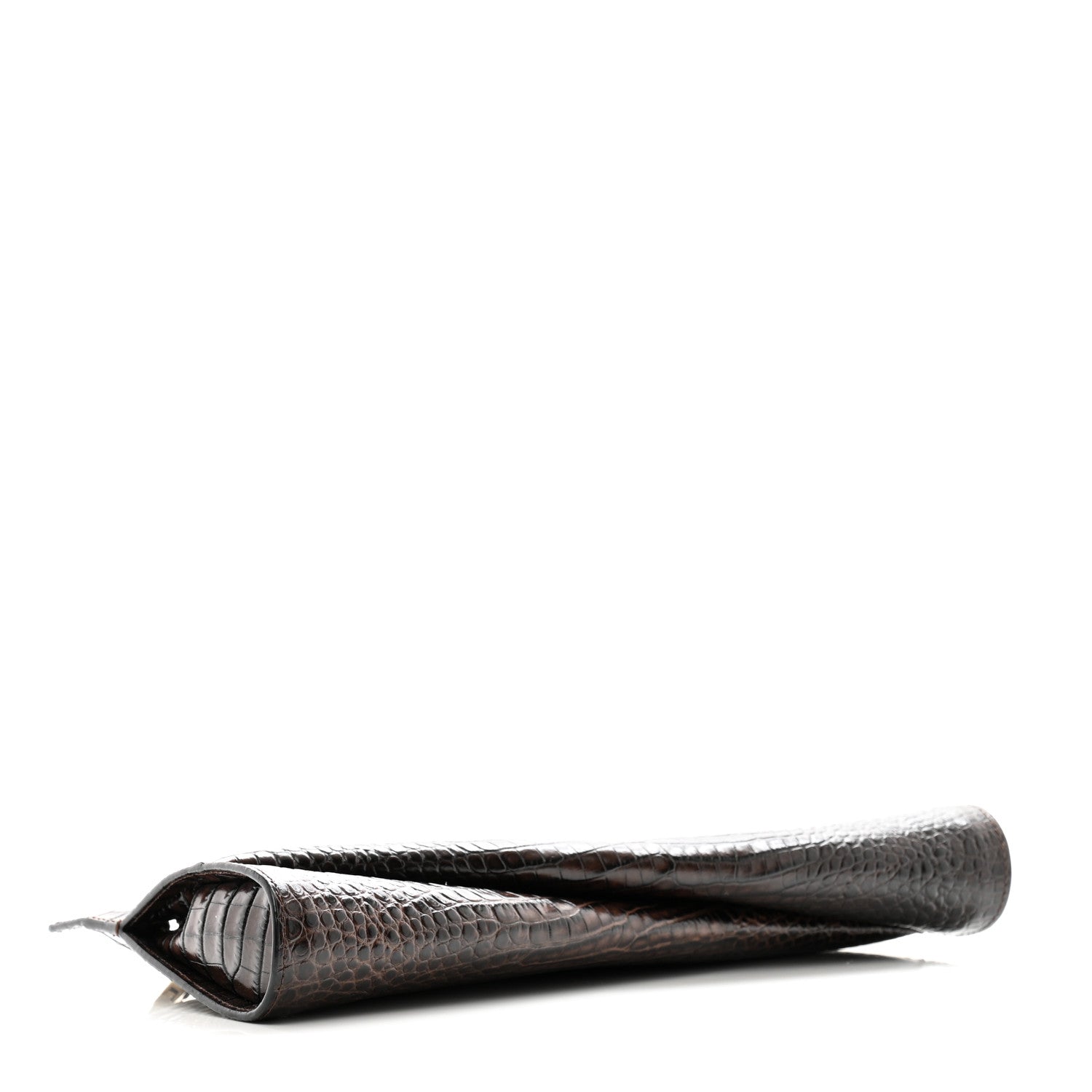 Christian Louboutin Crocodile Embossed Calfskin Loubi Twist Zip Clutch Bag Brown 4 of 10