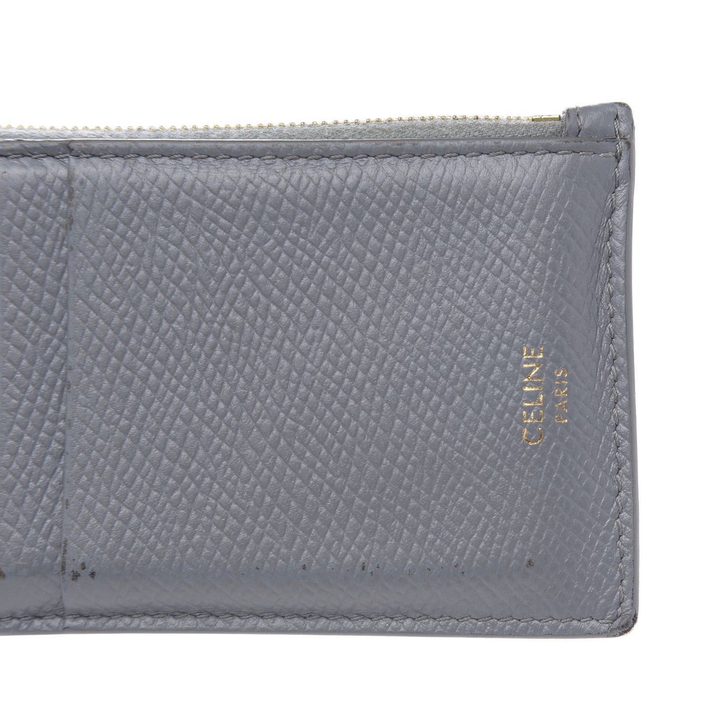 Grained Calfskin Zipped Card Holder Medium Grey