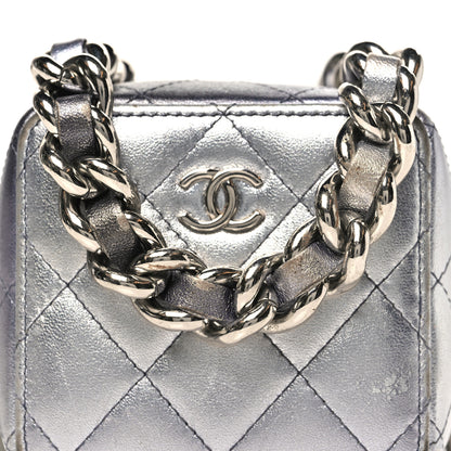 Chanel Gradient Metallic Lambskin Quilted Like A Wallet Clutch With Chain Silver Purple 8 of 13