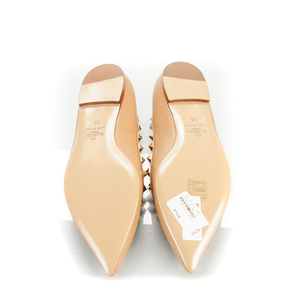 Valentino Garavani Pebbled Calfskin Rockstud Ballerina Flats 36 Beige 6 of 8