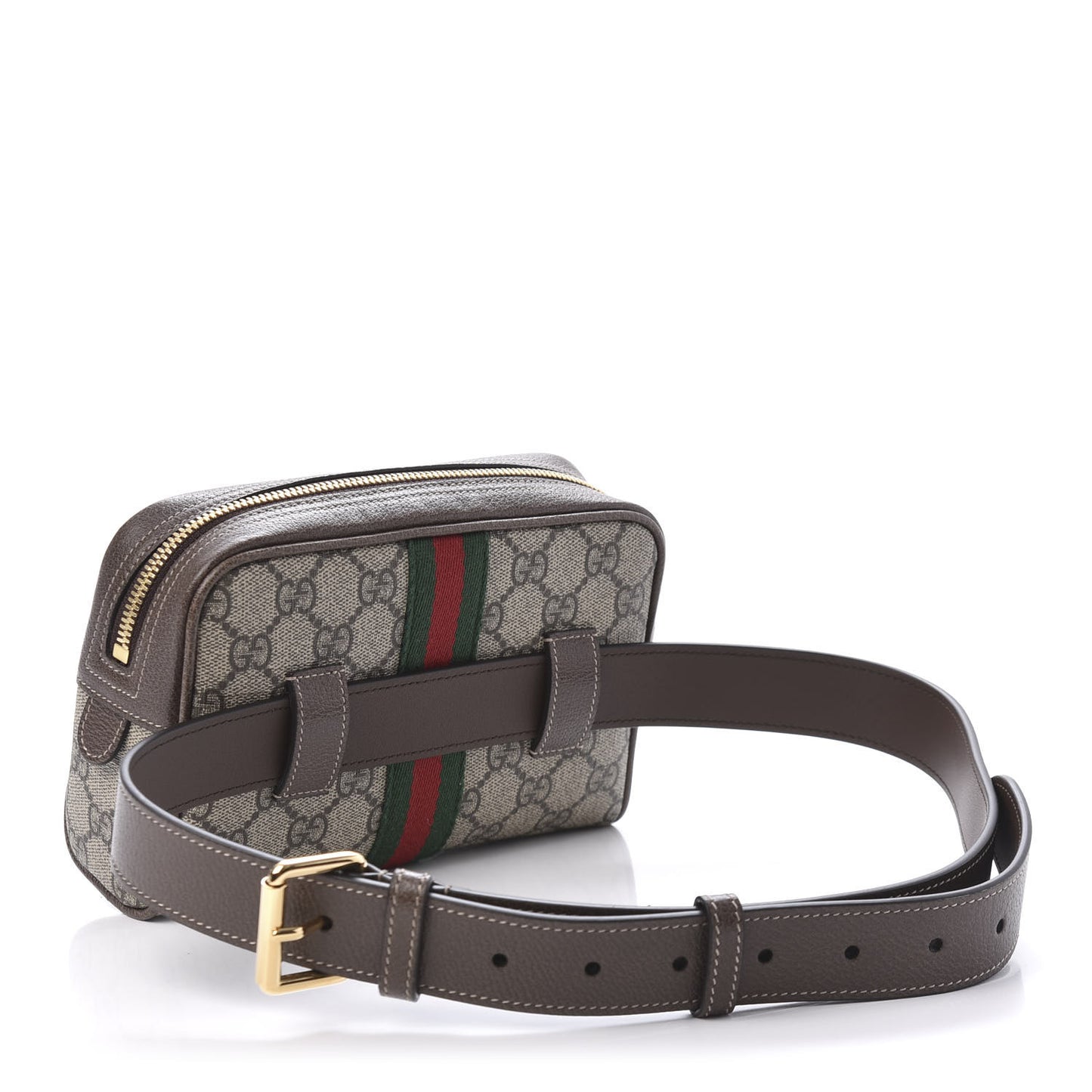 GG Supreme Monogram Web Small Ophidia Belt Bag 85 34 Dark Brown