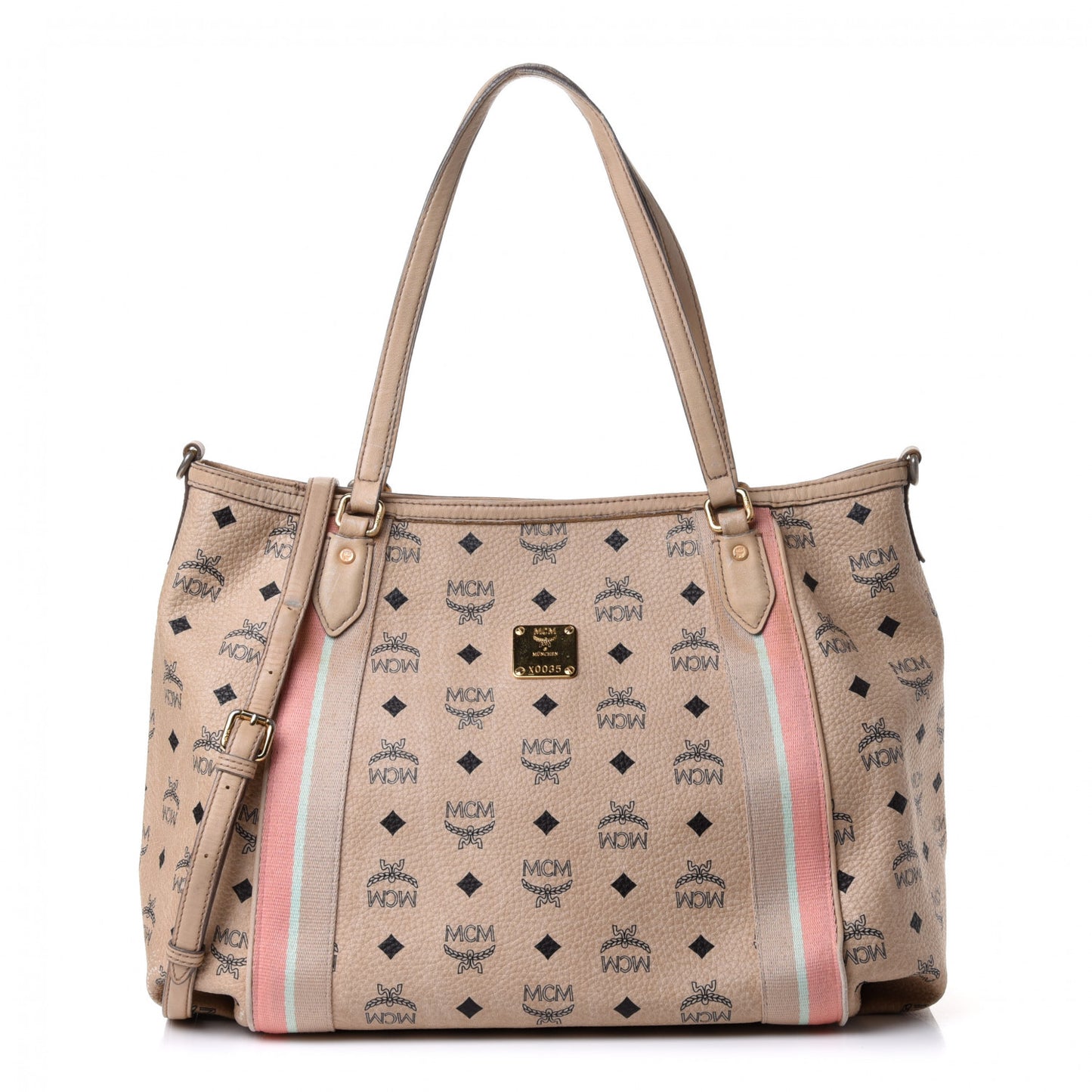 Visetos Striped Tote Beige