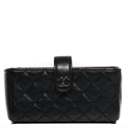 Chanel Lambskin Quilted Mini Phone Holder Clutch Black 1 of 9