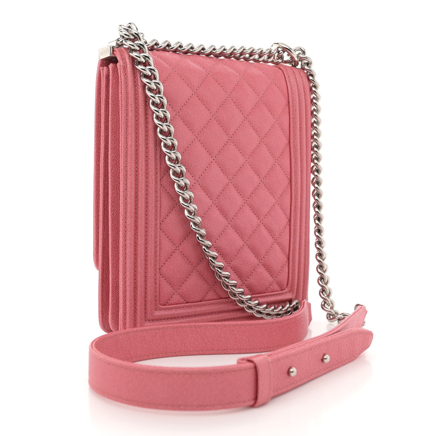 Chanel Caviar Quilted North South Boy Flap Pink 3 of 12