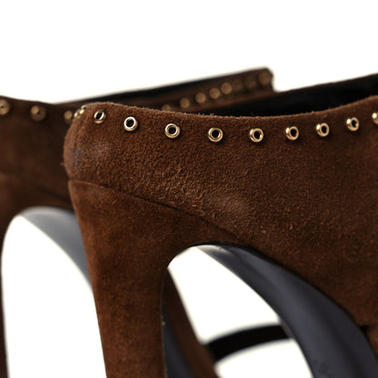 Saint Laurent Suede Mica Stud Mule Sandals 35 Brown 9 of 10