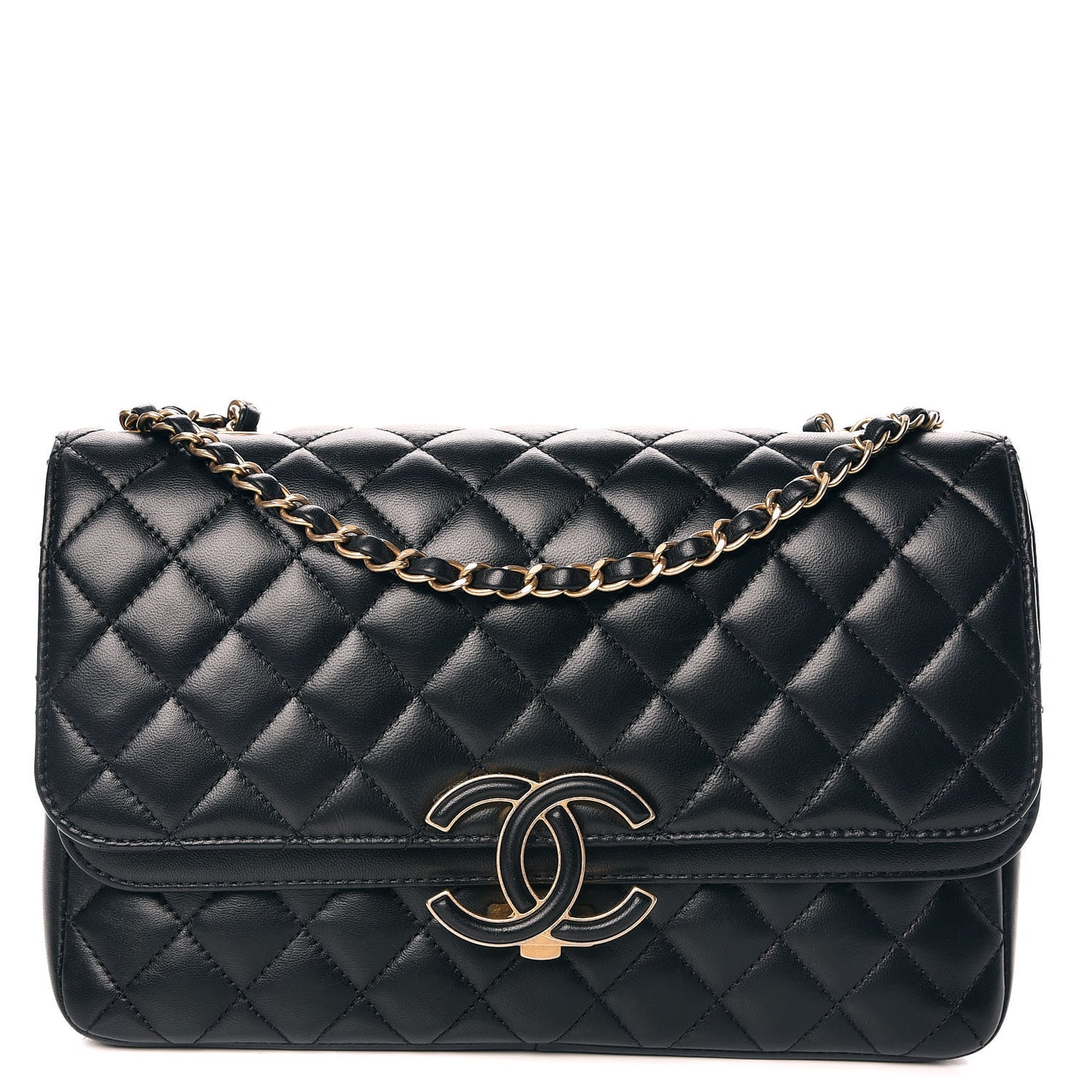 Lambskin Quilted Large CC Chic Flap Black