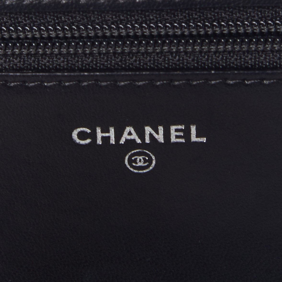 Lambskin Chevron Quilted Studded Wallet On Chain WOC Black