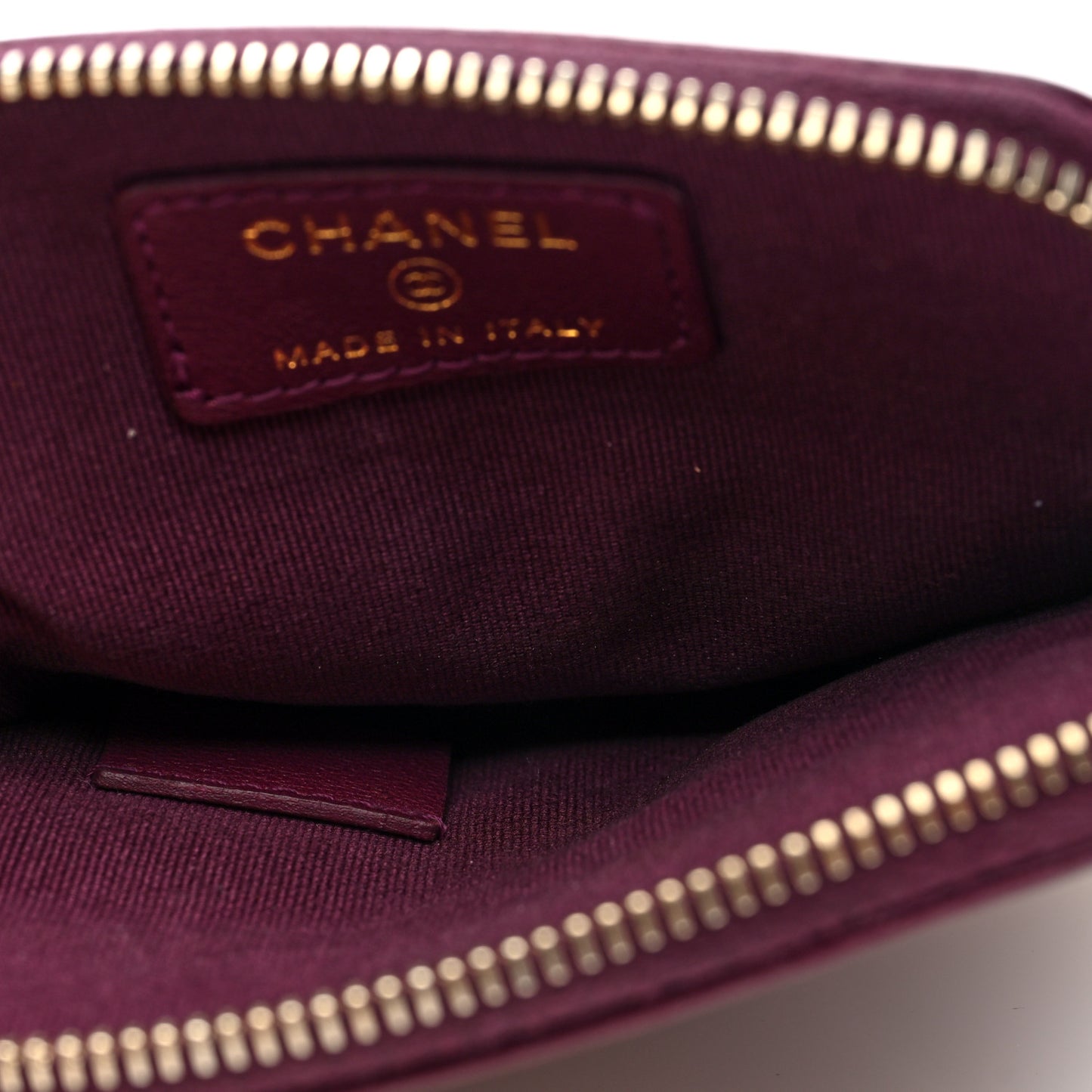 Lambskin Quilted Zip Card Holder Wallet Burgundy
