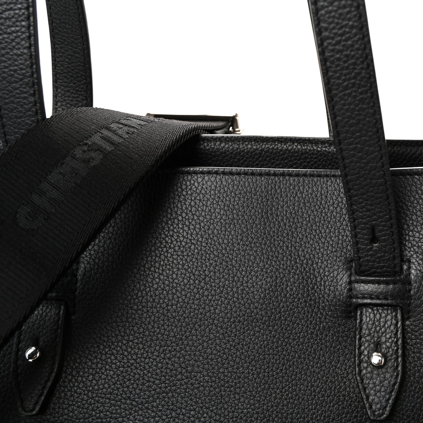 Grained Calfskin Saddle Tote Black