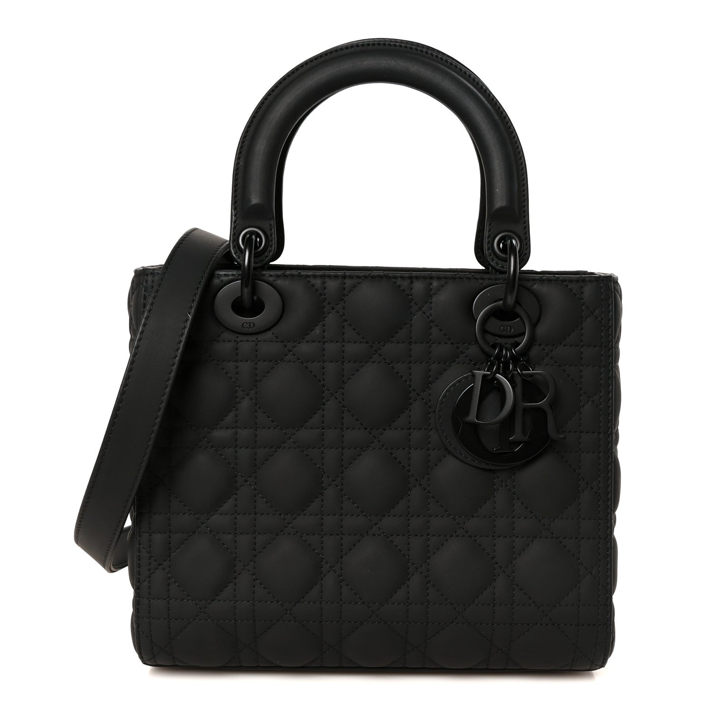 Ultra Matte Calfskin Cannage Medium Lady Dior Black