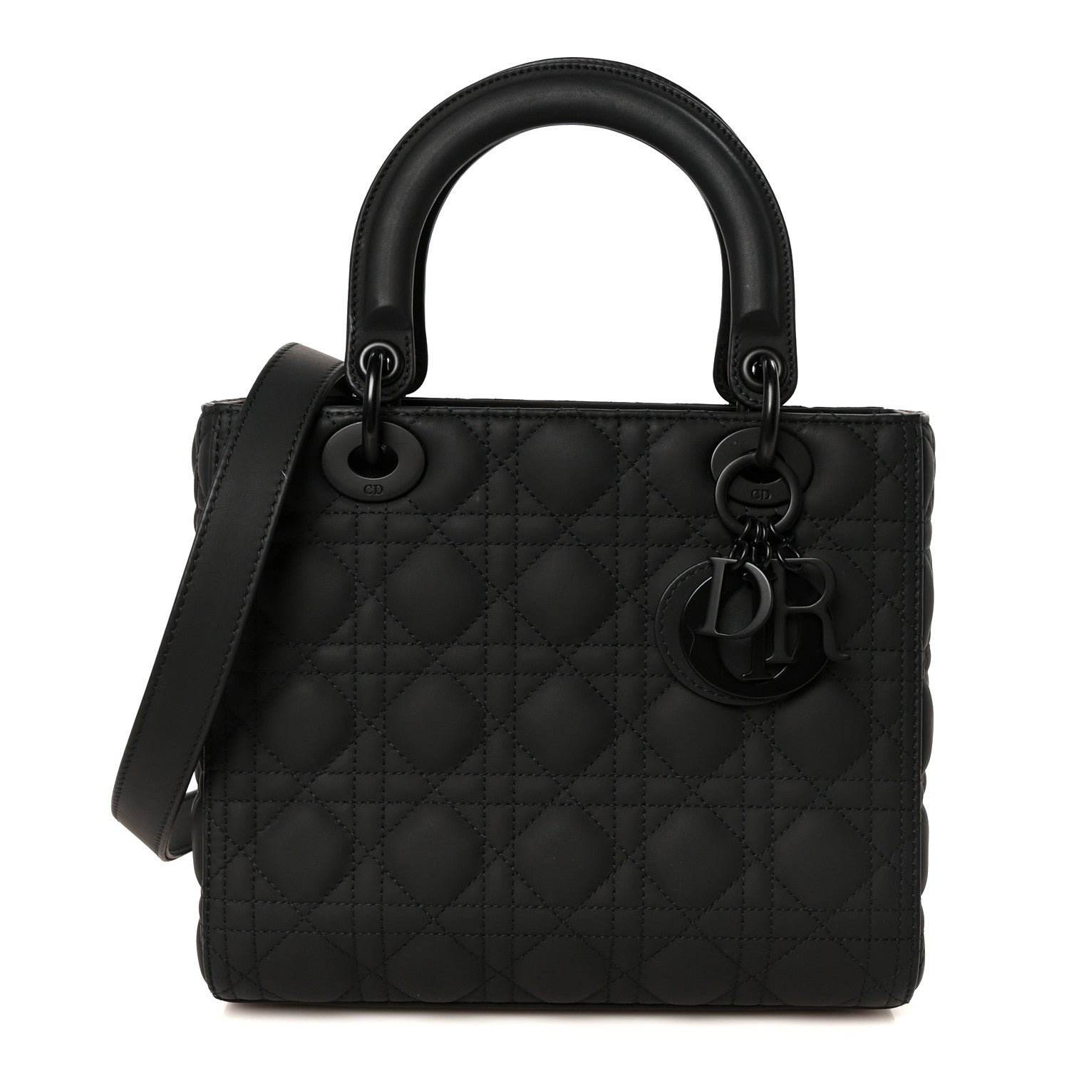 Christian Dior Ultra Matte Calfskin Cannage Medium Lady Dior Black 1 of 10