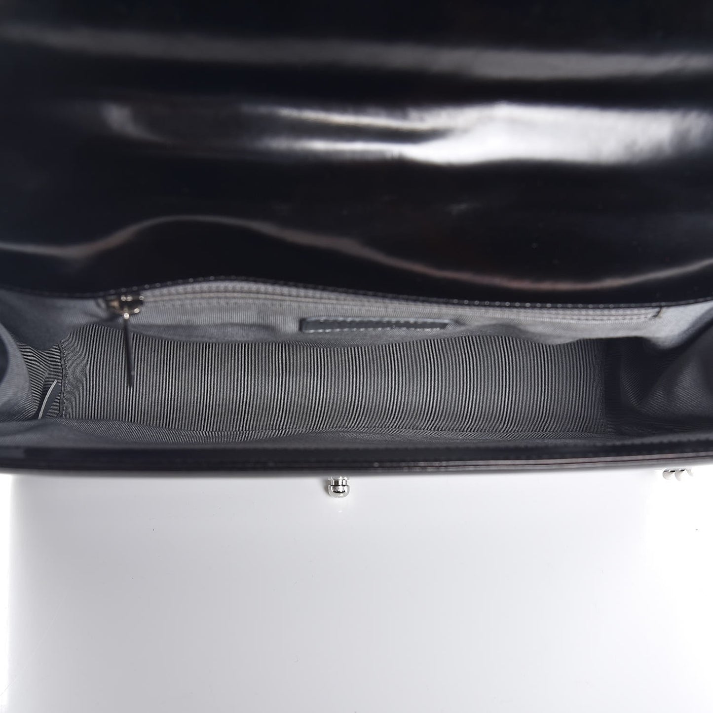 Glazed Calfskin Large Boy Flap Black