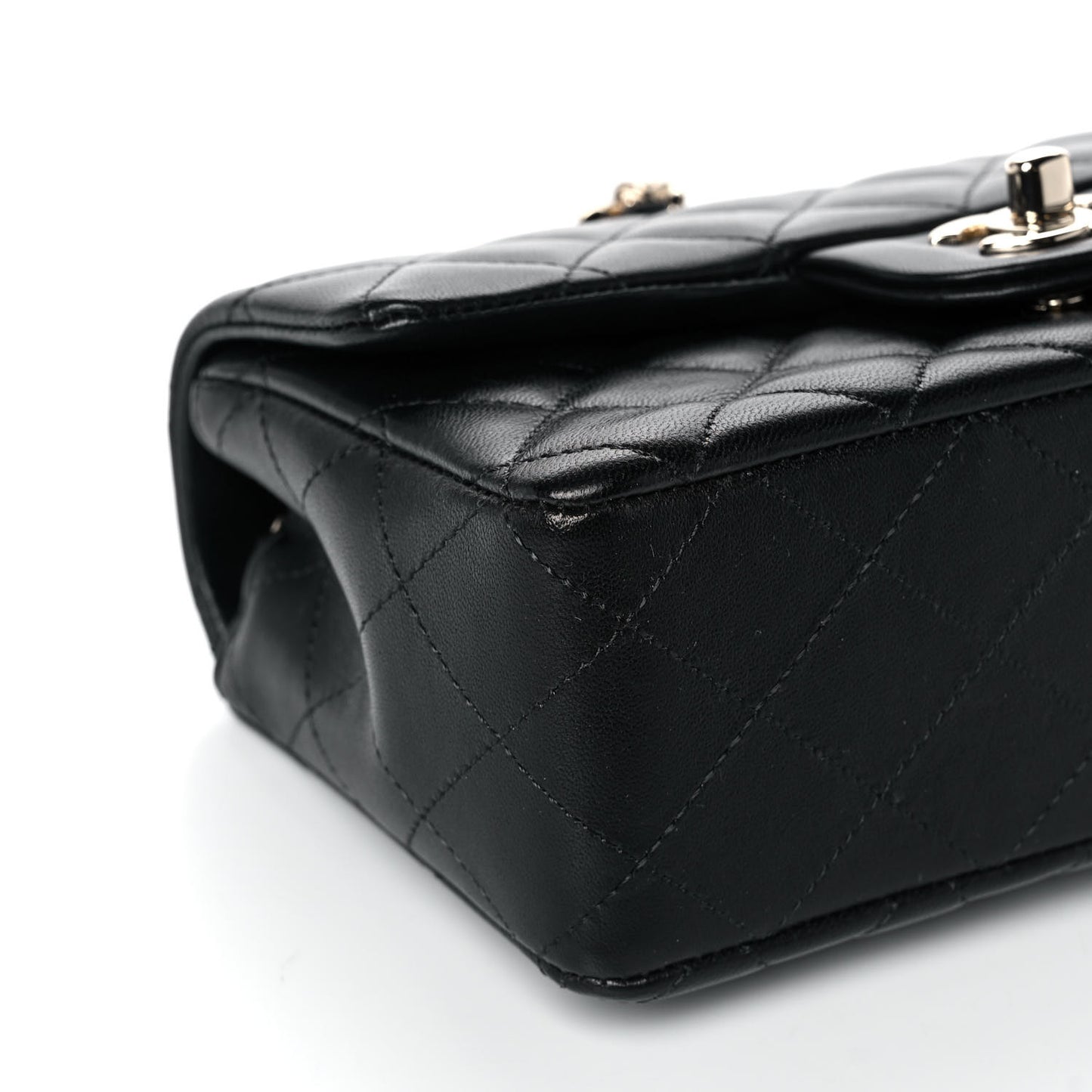 Lambskin Quilted Mini Coco Charms Rectangular Flap Black