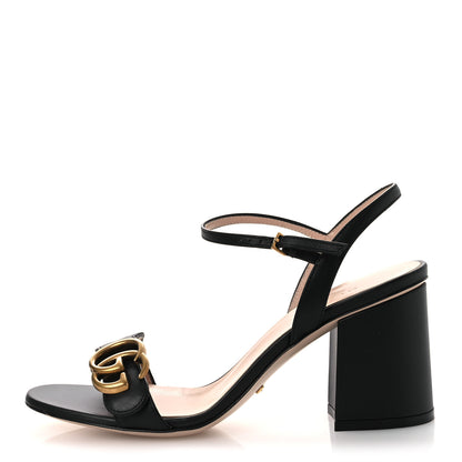 Gucci Lifford Calfskin GG Marmont Ankle Wrap 75mm Sandals 36.5 Black 1 of 10