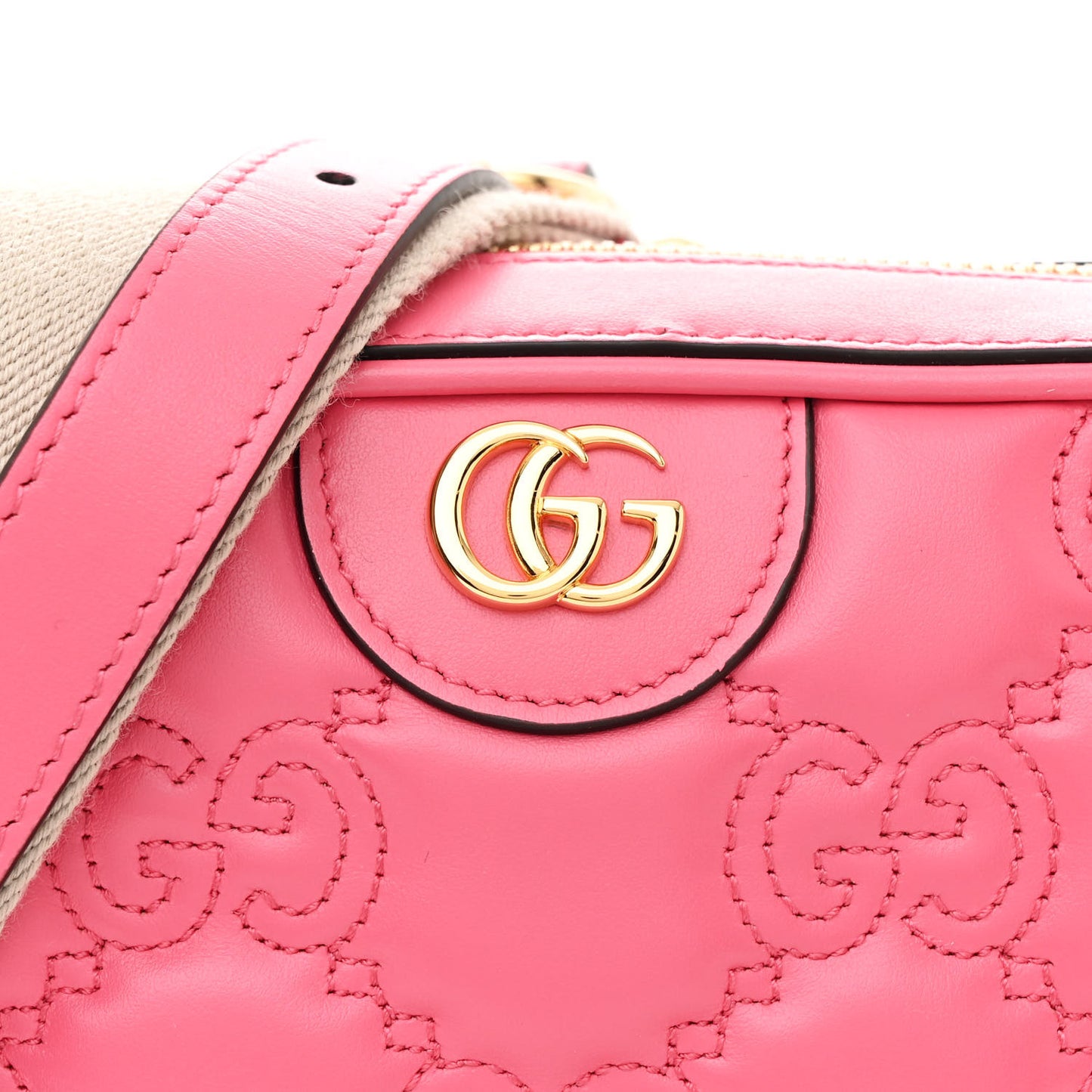Calfskin GG Matelasse Small Shoulder Bag Rhodamine Pink Natural