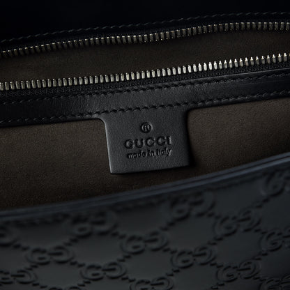 Gucci Guccissima Signature Medium Double Buckle Flap Messenger Bag Black 6 of 26