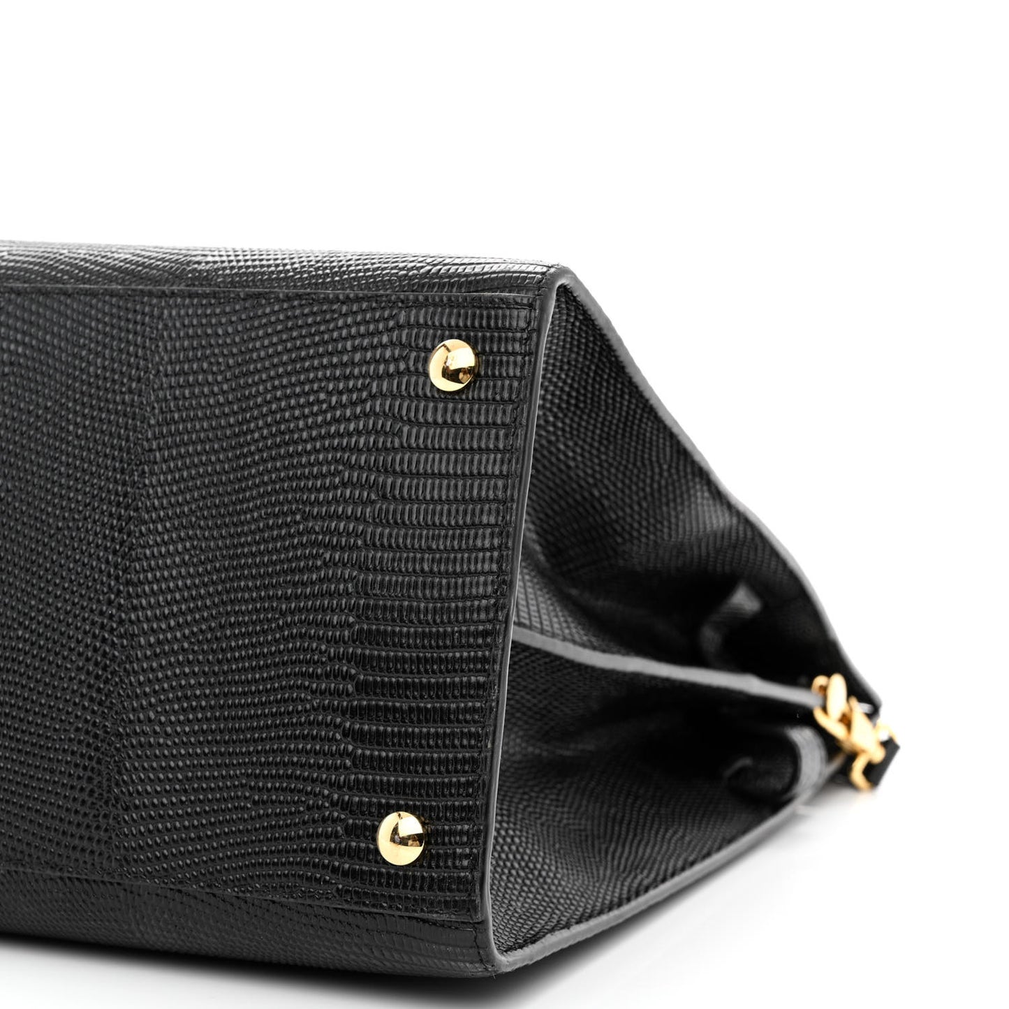 Calfskin Lizard Embossed Large Title Tote Black